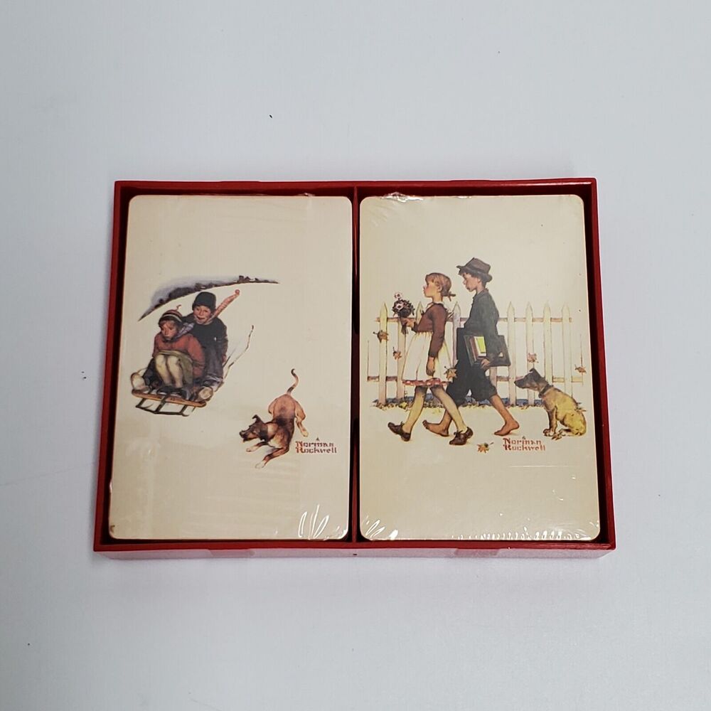 Norman Rockwell Vintage Playing Cards Double Deck Set Trump Brand Sealed USA